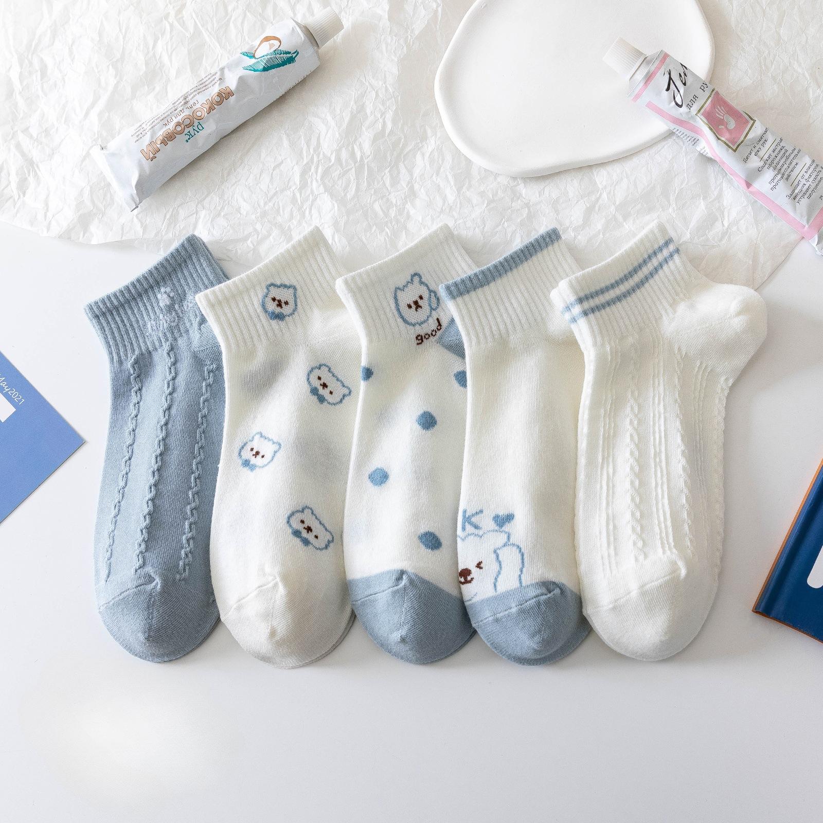 

5 пар коротких носков. Милые женские чулки. Мягкие, дышащие и удобные носки. 5 pairs