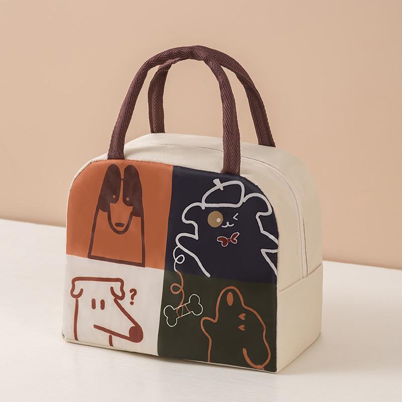 Compact Insulated Bento Lunch Bag with Thickened Aluminum Foil - Cute Cartoon Design for Students