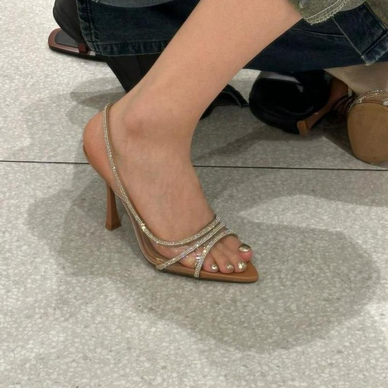 Fashion New Summer Crystal Women Sandals Fashion Elegant Transparent High Heel Shoes Ladies Outdoor Party Dress Sandalias