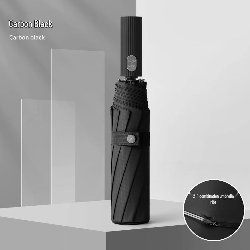 60-Rib Automatic Women's Umbrella with Black UV Protection for Sun & Rain, Customizable and Portable.
