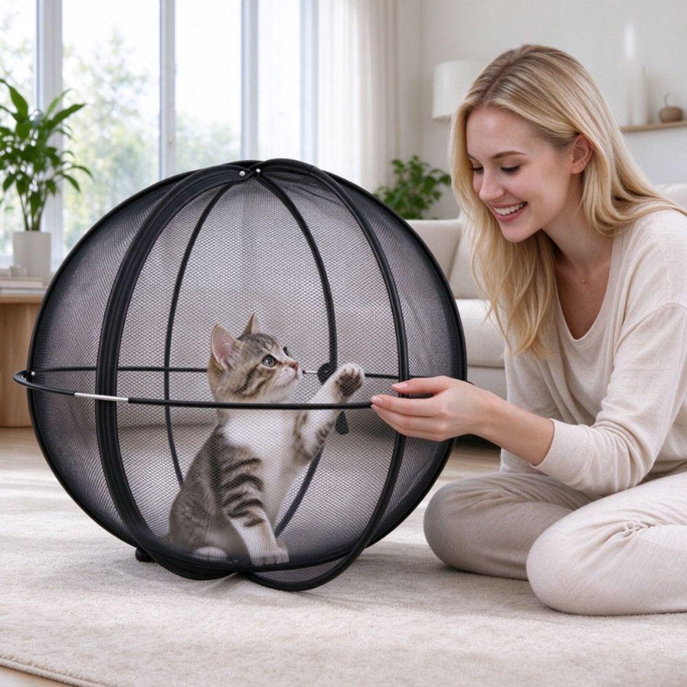 Foldable Cat Sphere Playpen Spherical Mesh Cage Pond Pump Filter Cage Garden & Backyard Use