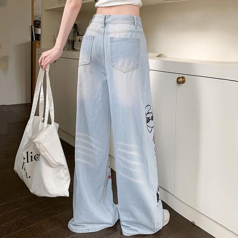 Nadměrná velikost Vintage s vysokým pasem ležérní volné dlouhé Dámské letní džíny denim široké nohavice