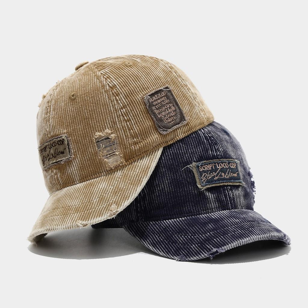 Cappellino da baseball in velluto a coste vintage con disegni di lettere ricamate per abbigliamento casual da strada