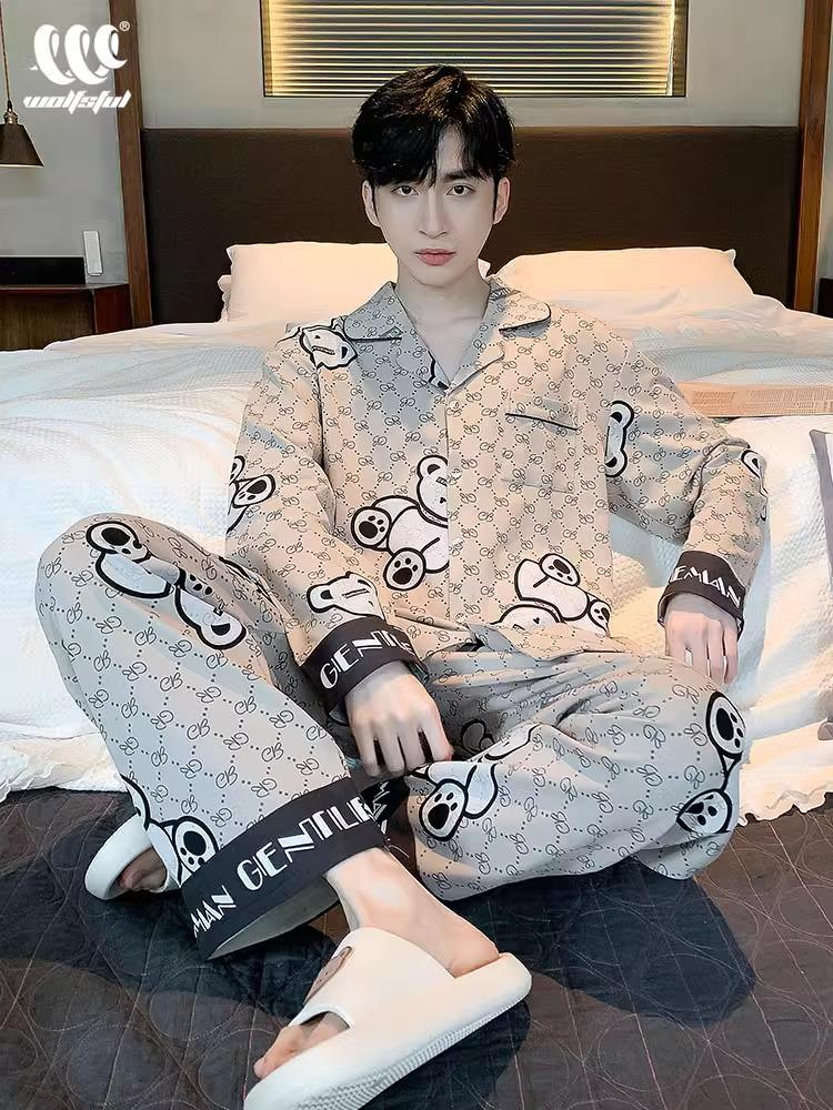 2025 Men's Cartoon Pajamas - Spring & Autumn, Plus Size, Teen Long Sleeve & Pants Homewear