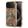 DENIOR A24 For iPhone 17 Pro Case Compatible with MagSafe Flower Leather PC TPU Phone Cover with Detachable Back Panel