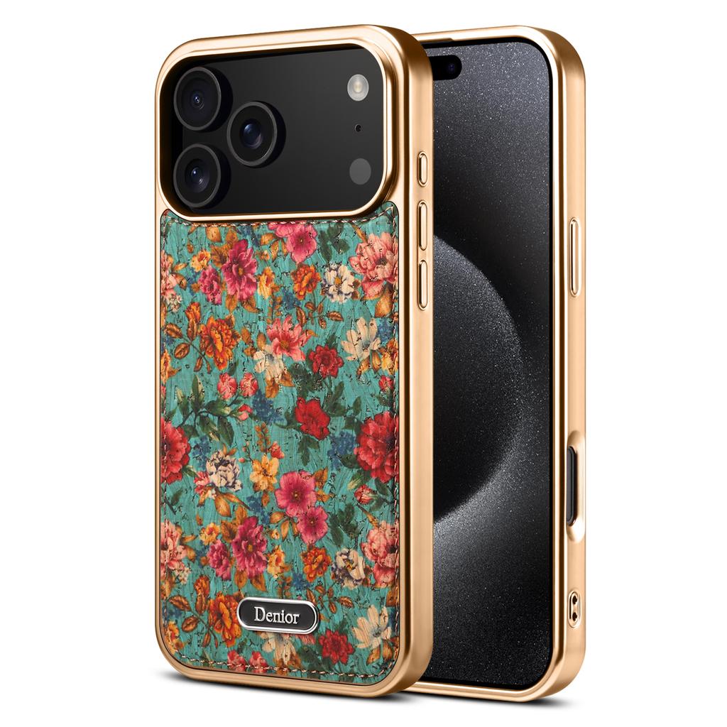 DENIOR A24 For iPhone 17 Pro Case Compatible with MagSafe Flower Leather PC TPU Phone Cover with Detachable Back Panel