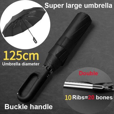 Windproof Ring Buckle Automatic Umbrella Dual-purpose Large Folding Sunny Umbrella Windproof Sunshade Sunscreen Umbrella Portabl