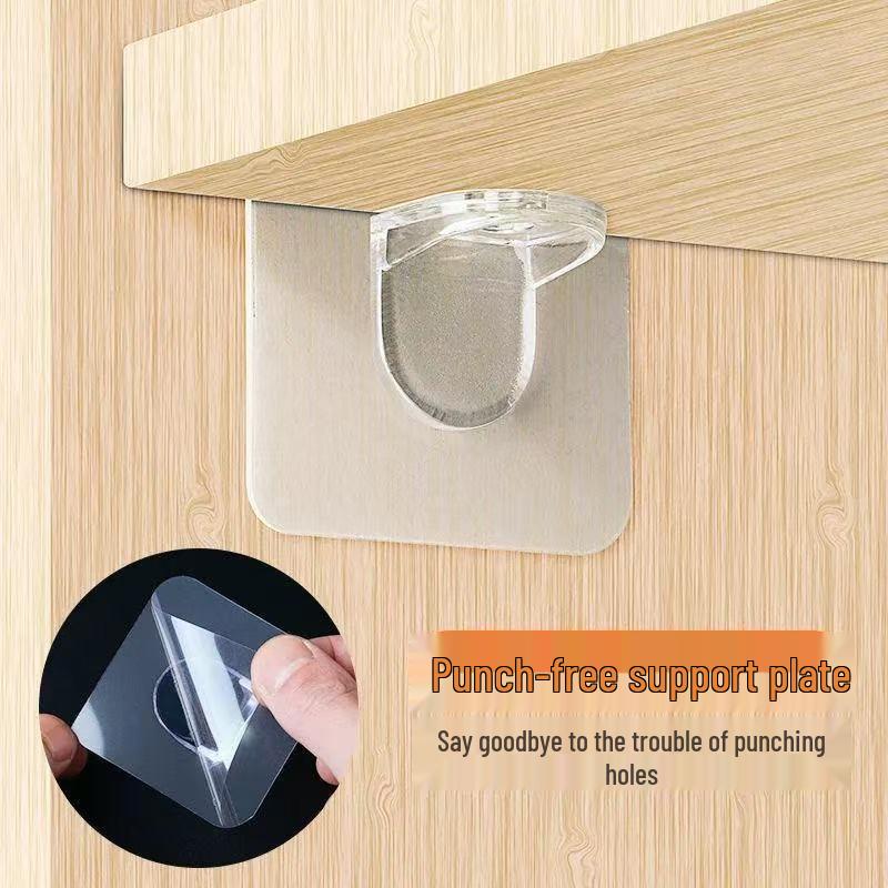 Enhanced No-Trace Adhesive 90° Corner Shelf Bracket for No-Drill Wardrobe Partition.