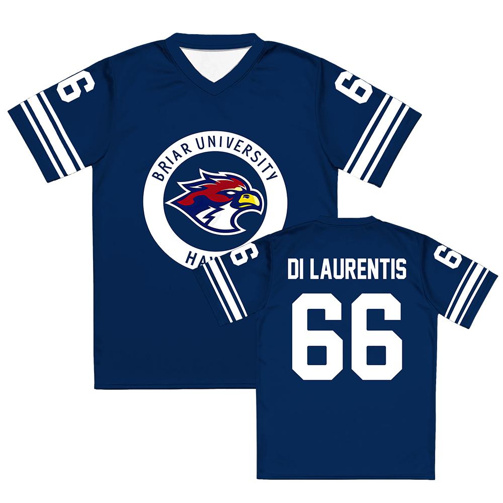 

Off Campus Briar University Jersey Graham 44 22 DI LAURENTIS 66 Tucker46 T-shirt V-neck Short Sleeve Men Women Tees 3D Print jerseys XS