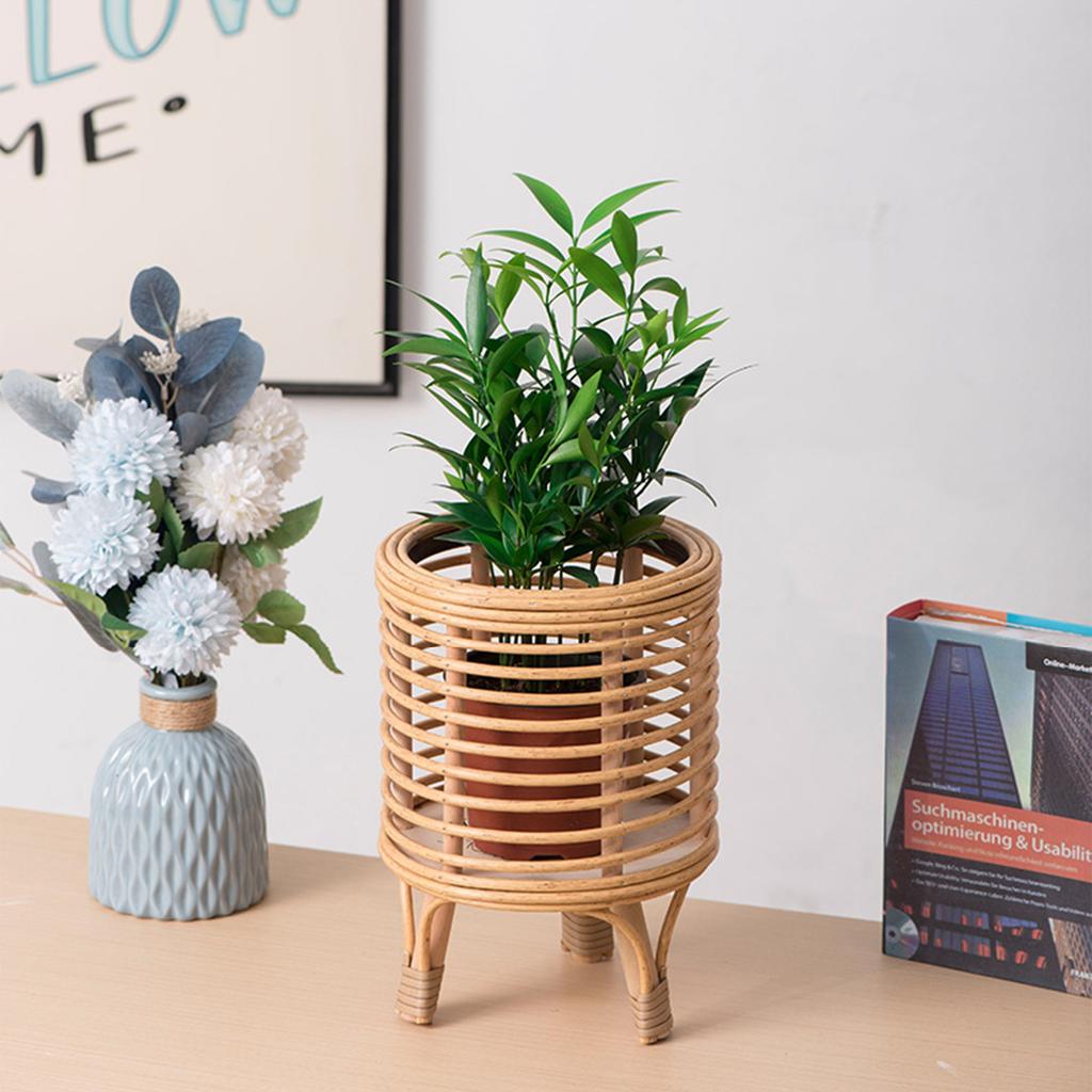 Rattan Style Plant Stand Durable Plastic Flower Pot Holder for Indoor Plants Green Plants