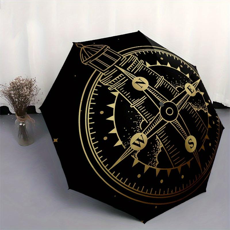 Compass Rose with Lighthouse - Nautical DecorUmbrella, Portable 3-Fold Umbrella for Men & Women,Christmas Gift ES103