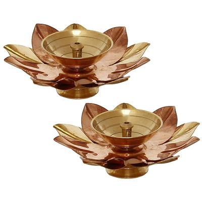 Dekorative Messing-Diya in Form einer goldenen Lotusblume für Diwali-Pooja (2, Goldene Lotusblume)