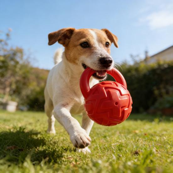 Pískací Kettlebell Hračka pro Psa Interaktivní Žvýkací Hračka pro Psa s Rukojeťí Hračka na Čištění Zubů pro Agresivní Žvýkače Psi Hra na aportování Venkovní Trénink