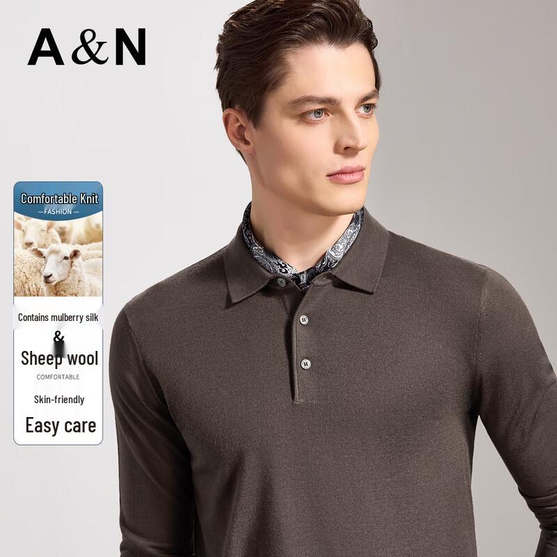 Antonio Men s Silk Wool Blend Long-Sleeve Polo Shirt 54