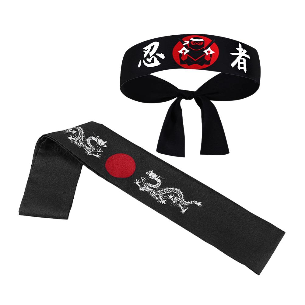 2 Pcs Japanischen Ninja Kopftuch Sushi Chef Kopfbedeckung Karate Stirnband Breite Stirnbänder für Frauen Dekorative