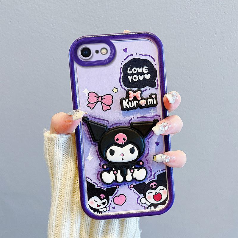 KEYSION Shockproof Case for iPhone SE 2020 2022 with Lanyard Soft Silicone Cute 3D Cartoon Doll Phone Cover for iPhone 8 7 6s Plus