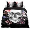 Lucifer Morningstar Set Copripiumino Satanico Set Biancheria da Letto Satanica Dimensioni Matrimoniali Queen Size, Copripiumino Trapuntato Gotico con Teschio