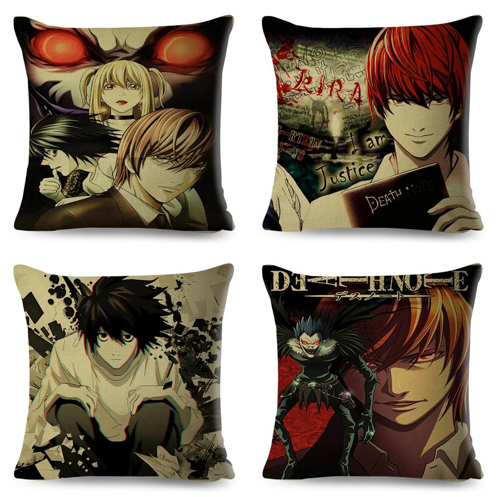 Death Note Cushion Cover Decor Cartoon Classic Anime Print Pillow Case Polyester Pillowcase for Sofa Home Children Room 45x45cm