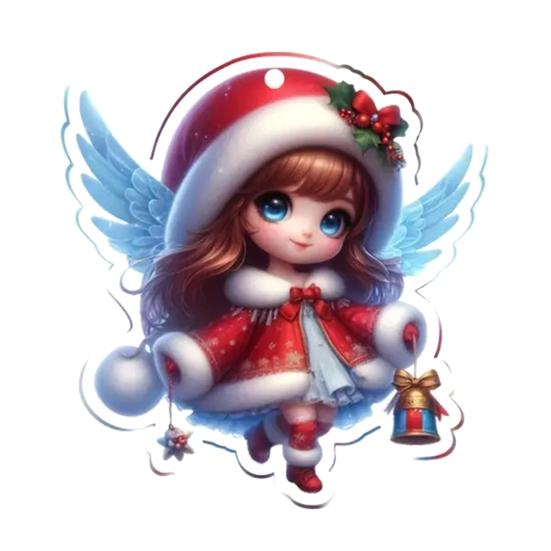 

1/6 шт. Рождественская шапка Санты для девочки, подвесное украшение, праздничная вечеринка, зима, Рождество, елка, 2D плоская акриловая мультяшная фигурка ангела, феи, подвесное украшение D