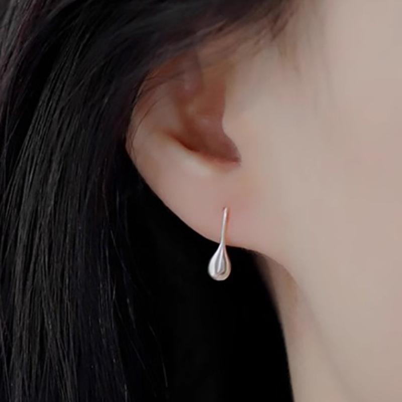 S925 Silver Water Droplet Stud Earrings for Women Minimalist Geometric Fine Jewelry Luxury Vintage Accessories