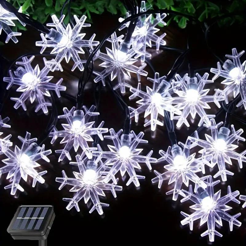 

12M 100LEDs Solar Snowflake String Lights Fairy Lights Garland Outdoor New Year Christmas Tree Home Garden Decorations Lamps 12M 100LEDs белый