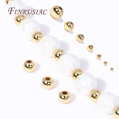 Separadores de Cuentas Chapados en Oro de 18K 2/2.5/3/4/5/6/8MM Metal Liso Redondo Sin Costuras Separadores de Cuentas Para Fabricación de Joyería DIY Suministros
