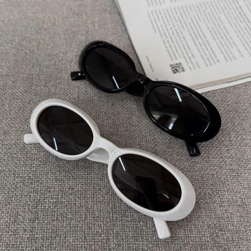 2Pcs Fashion Women Oval Sunglasses Luxury Thick Frame  Shades UV400 Men Punk Multi Color  Sun Glasses Outdoor Cycling Goggles