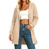 Cardigan da donna casual alla moda con cappuccio, chiusura lampo, manica lunga, vestibilità ampia con spacchi laterali