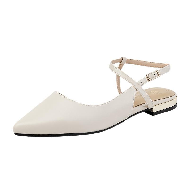 Women's shoes summer women's 2025 French style not tired feet single shoes comfortable flat temperament empty bag head sandals women's fashion