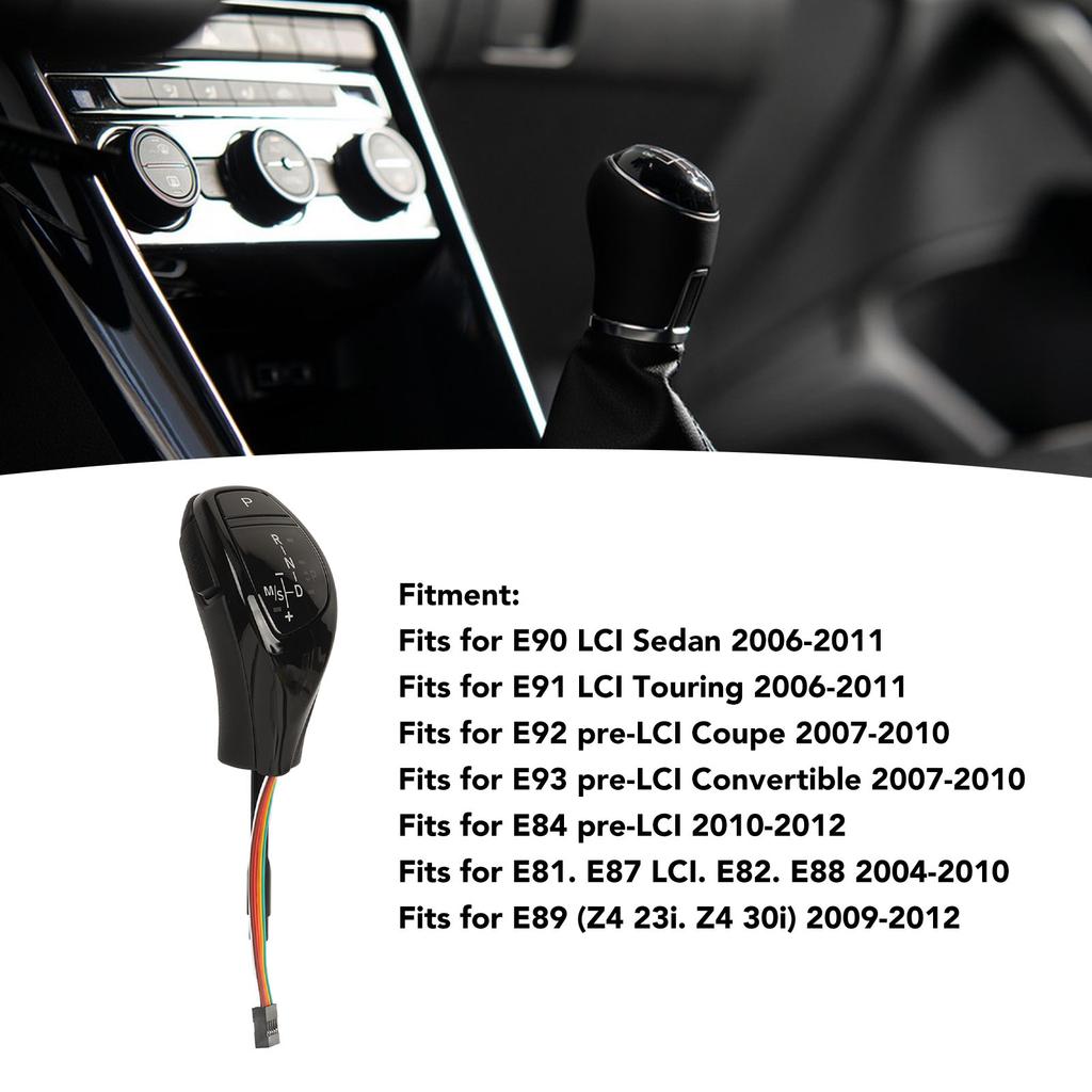 LED Shift Knob Comfortable Grip LED Handle Lever Knob Ergonomic Thumb Type with Click Start Button for E90 E91 E92 E93 LHD