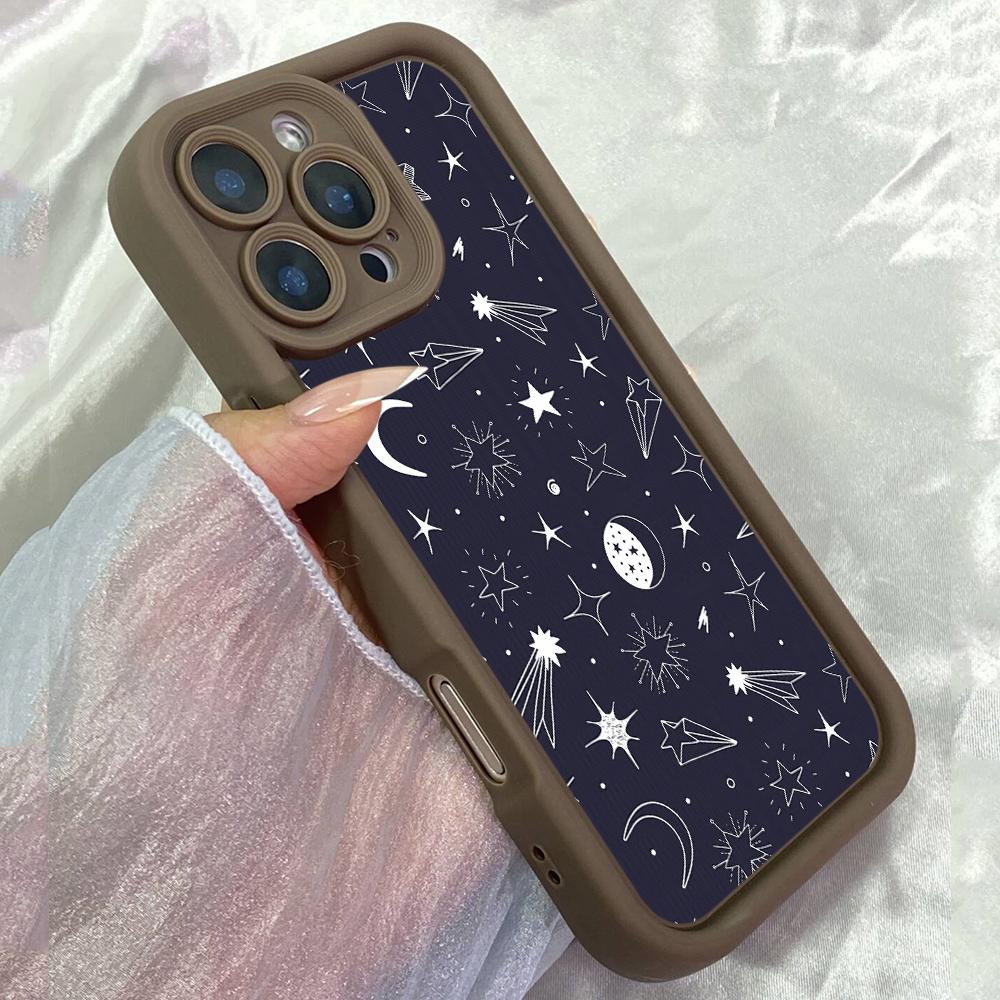 JT205 Roztomilé kreslené hvězdy Měsíc pro iPhone 17 16 15 14 Pro Max Samsung S26 S25 Ultra A17 A16 A07 A56 Xiaomi 15T Redmi 15c 14C Note 13 Měkké pouzdro z TPU