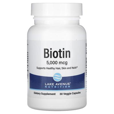 Biotina, 5.000 mcg, 30 capsule vegetali