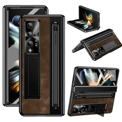 Do etui Samsung Z Fold 6 skórzany uchwyt z miejscem na długopis i rysikiem do Samsung Galaxy Z Fold 5 4 6 Retro Style Count Hinge Seismic Protect Cover