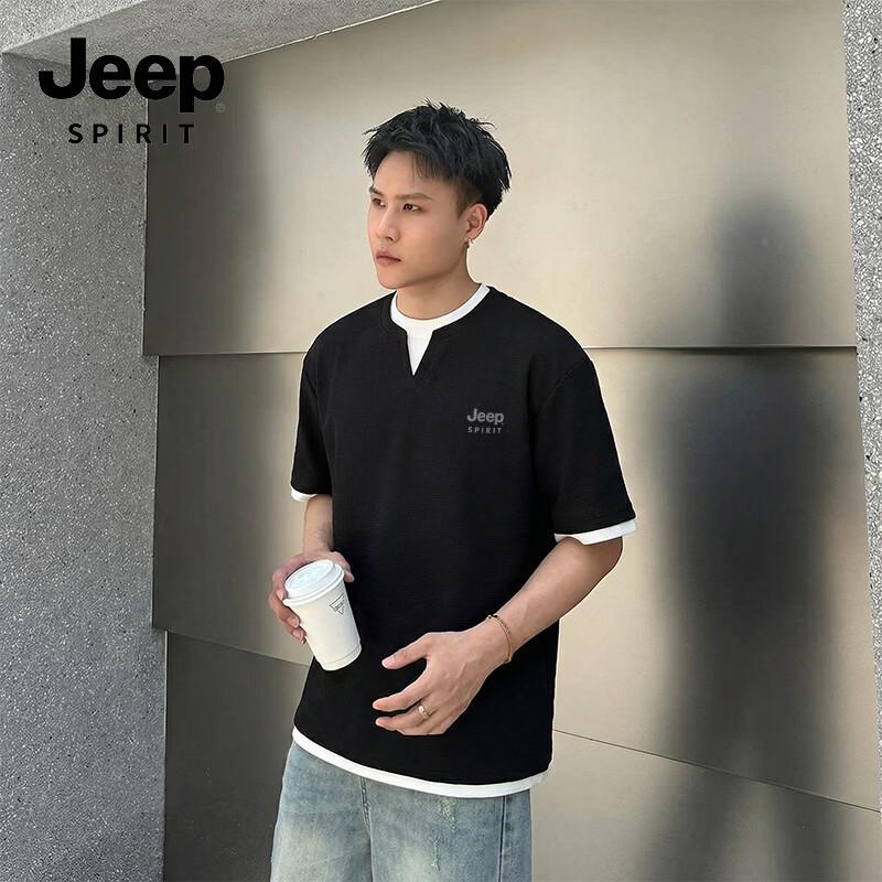 

JEEP SPIRIT Men s Waffle Faux Two-Piece Short Sleeve T-Shirt 3XL