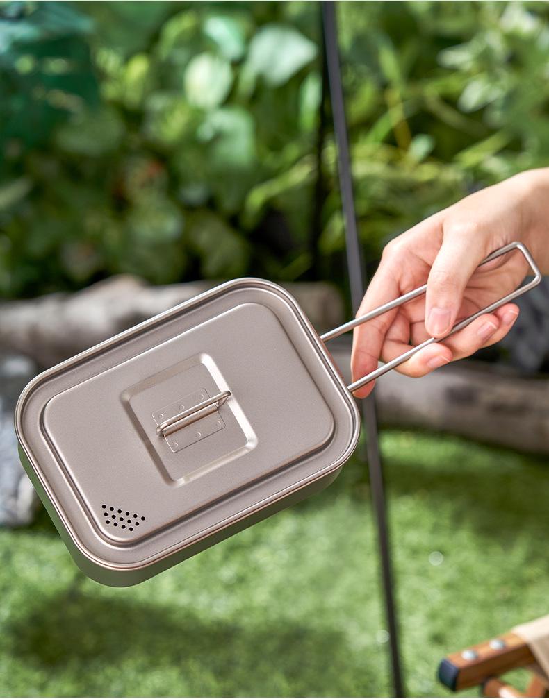 Multi-Functional Titanium Lunch Box with Handle for Outdoor Cooking