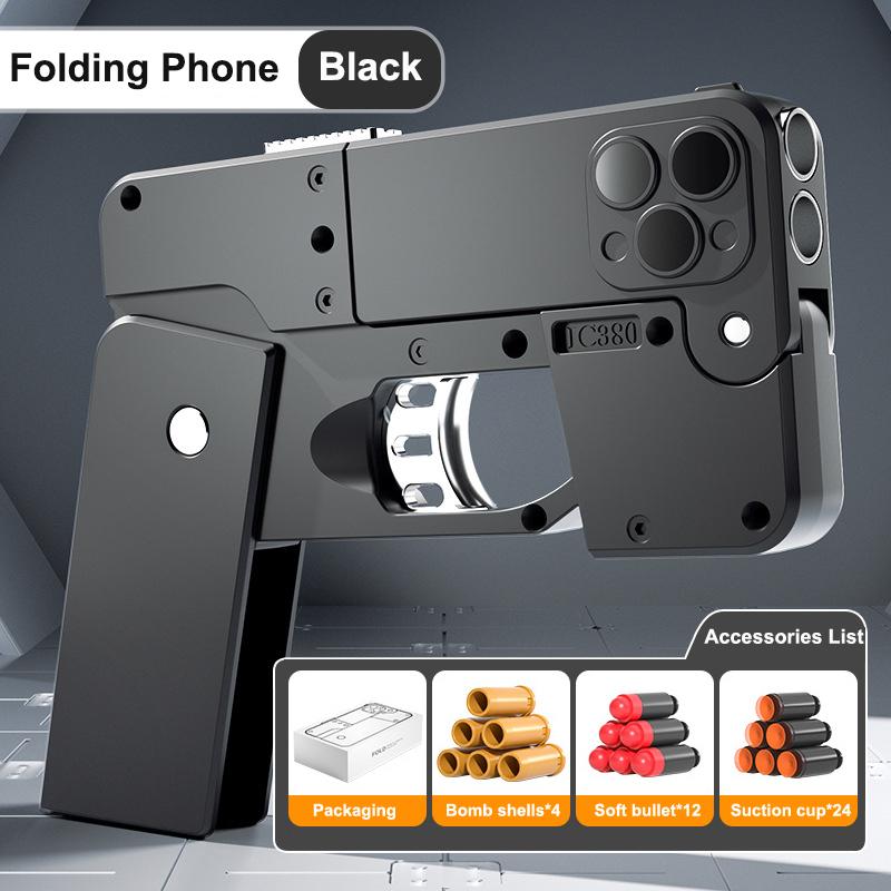 New Folding Mobile Phone Soft Bullet Gun Toy Creative Mobile Phone Deformation Toy Pistol Shooting Toy Children's Christmas Gift