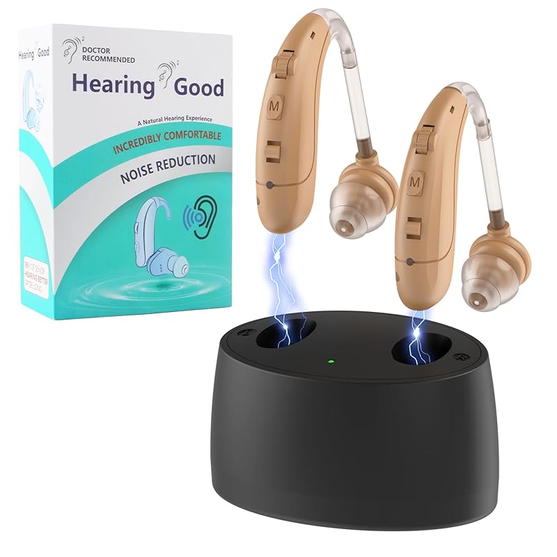Hearing Aids for Seniors, Hearing Aids Rechargeable with Noise Cancelling and Volume Control, Hearing Amplifier for Adults Hearing Loss, Portable
