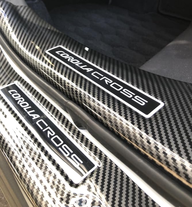 MEKOMEKO Set med tröskelskydd för den nya Toyota Corolla Sida och Steg och Interiör Tillverkade av ABS Lättkompatibla med Corolla Cross 2021 Maj Fiber