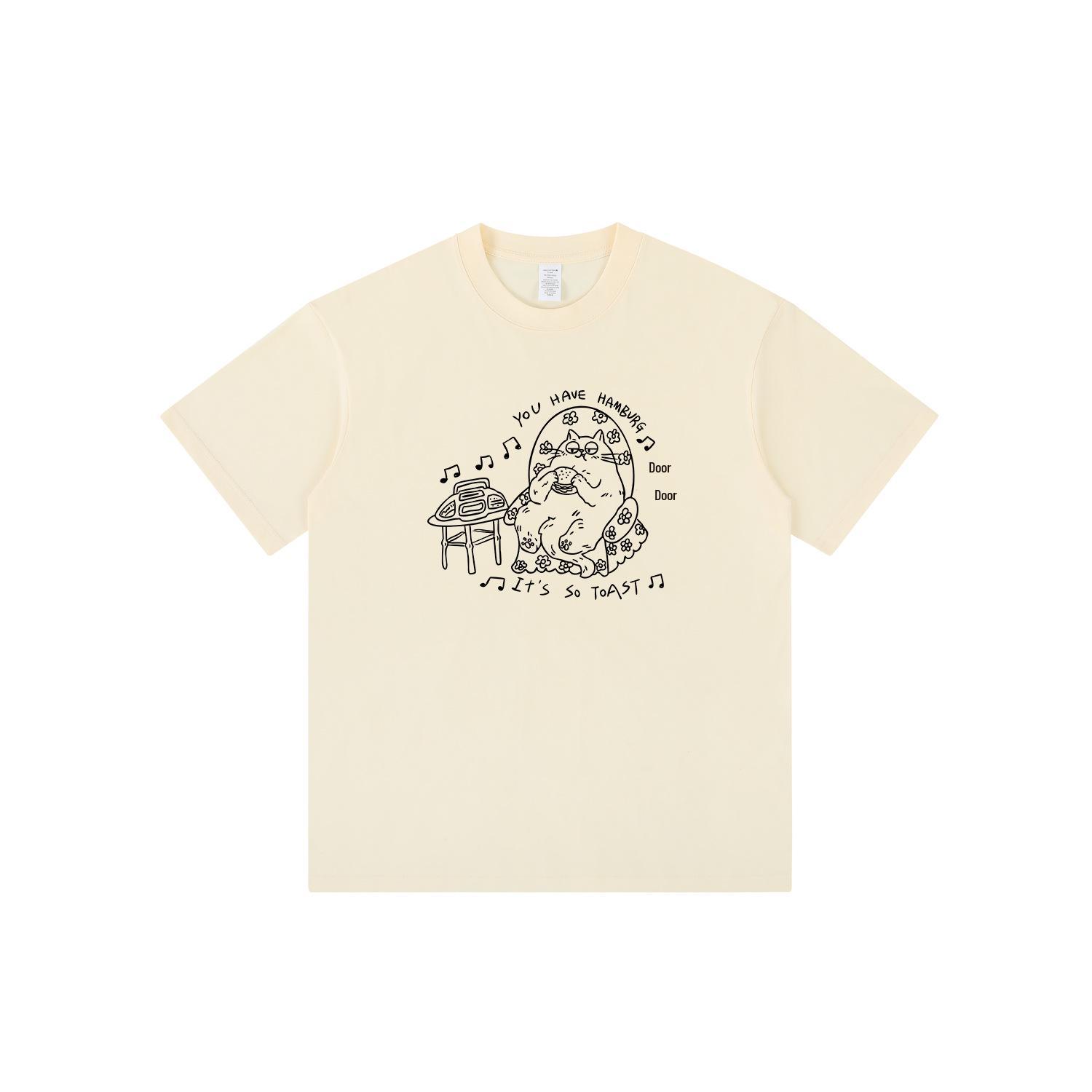 

Американская футболка оверсайз из хлопка унисекс с принтом котёнка Medium бежевый