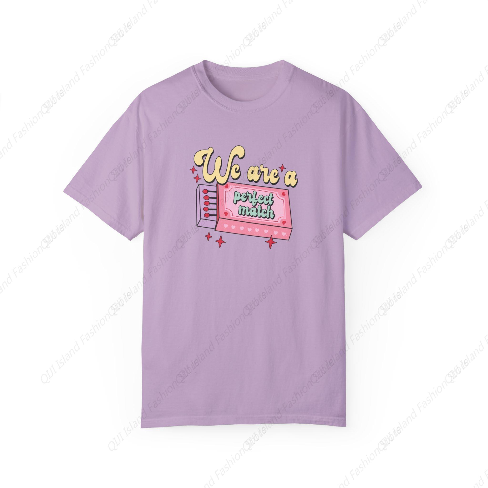 

We are a Perfect Match Valentines Day Unisex Comfort ColorsTShirt RoUnisextic Cute Retro Gift Tee S