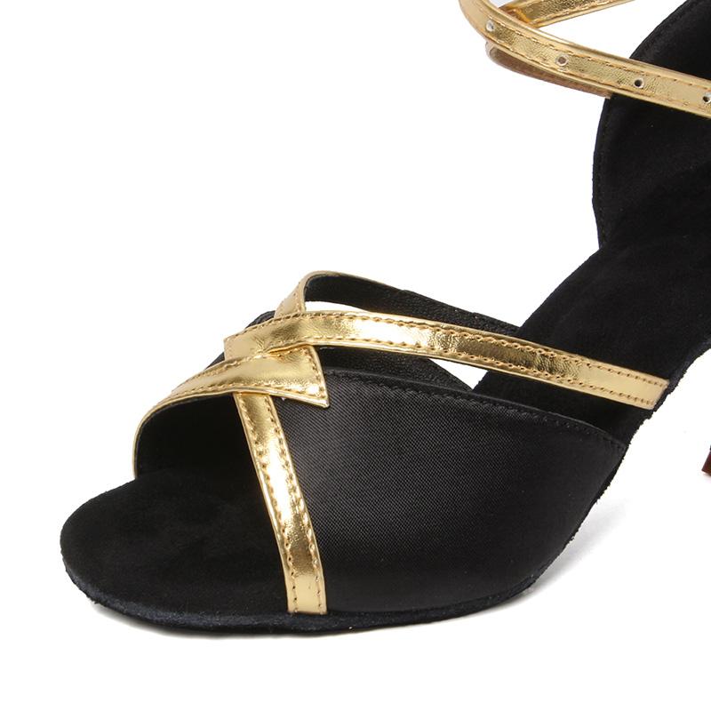 Latin Dance Shoes  Satin Sandal Ladies Latin Dancing Shoes Pro Soft Sole High Heels Comfortable Stable
