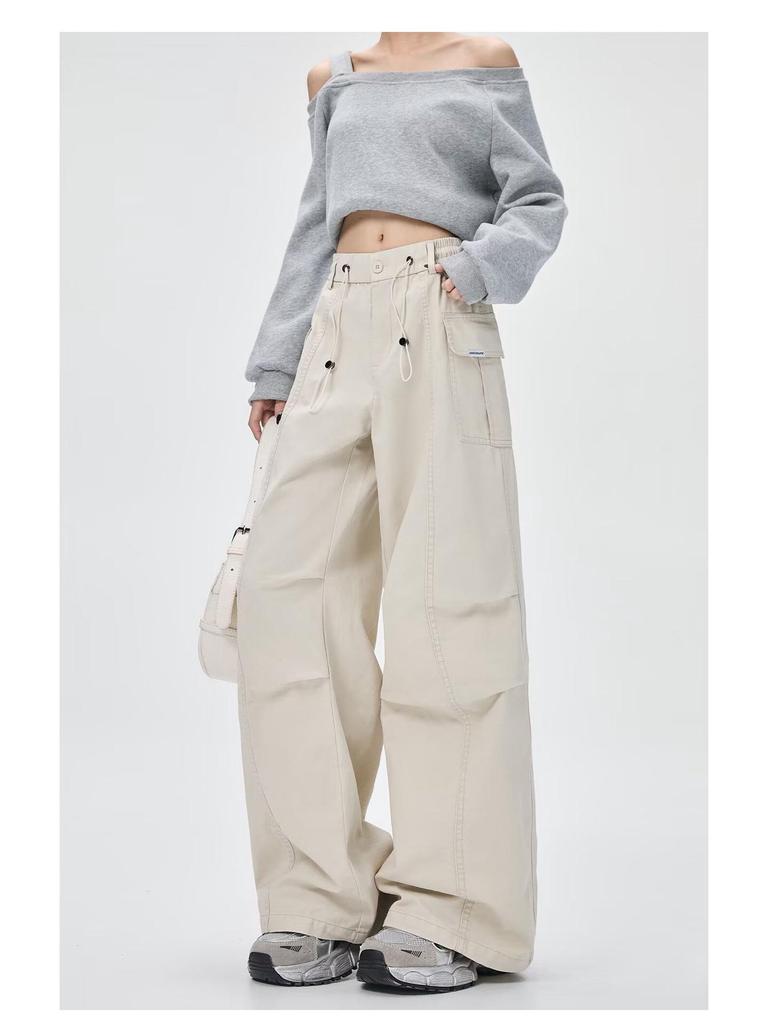 Korean Style Women's Casual Cargo Pants - Spring/Summer Straight Fit