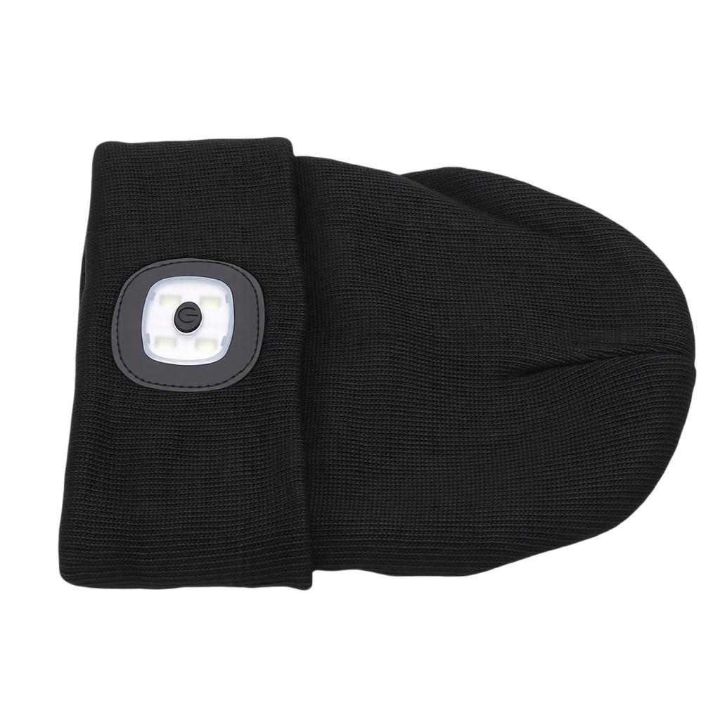 Winter Knitted Hat with Detachable Light Warm USB Rechargeable LED Headlamp Hat for Running Camping Cycling Fishing