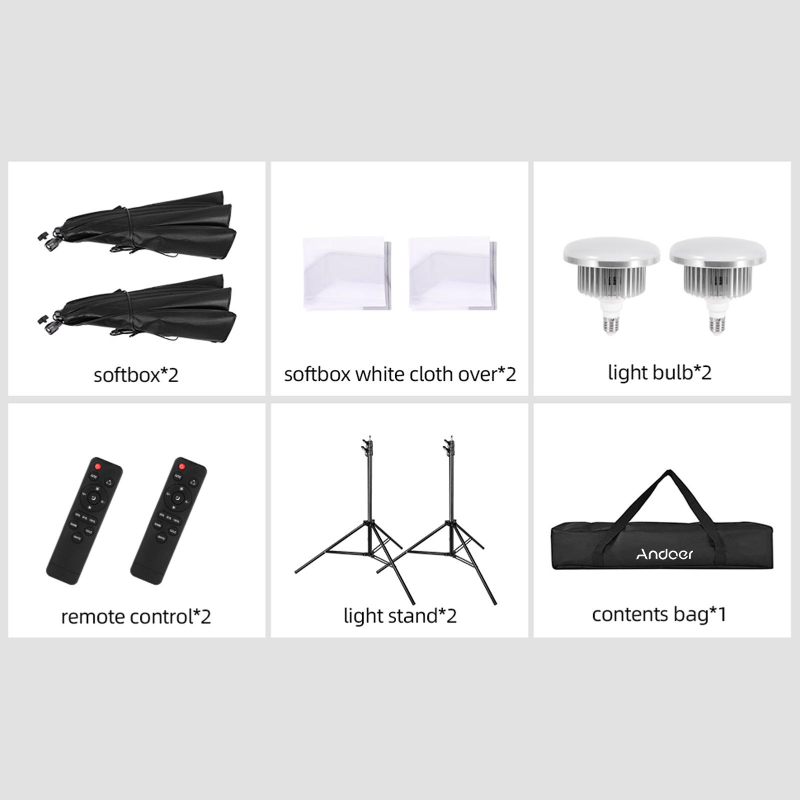 Комплект освещения для студийной фотосъемки Andoer Набор освещения для софтбокса — фото 10