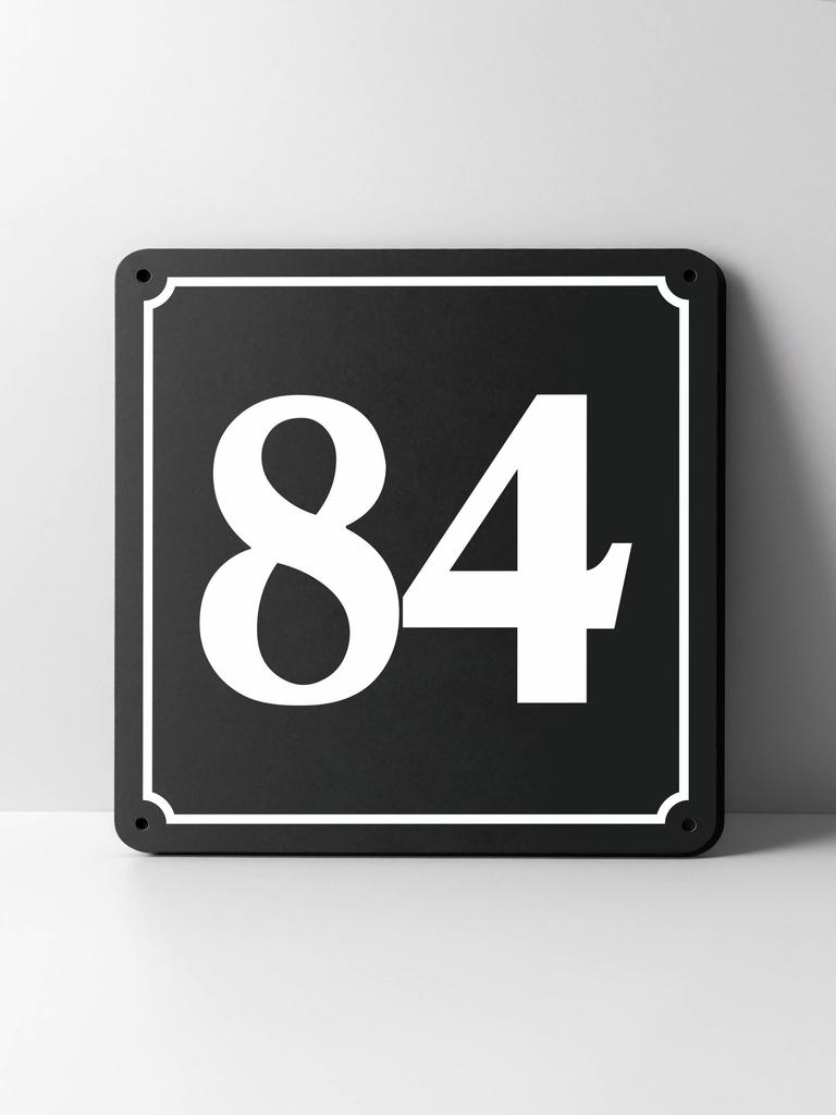 Metal House Number Sign, Black White Contrast, Outdoor Wall Decor for Home Street