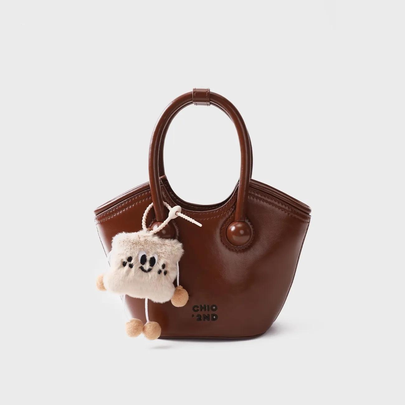 

White Cherry Love Portable Tote Bag Women s 2024 New Shoulder Crossbody Bag коричневий