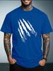 Unisex White Short Sleeve Summer Fashion Tee Black Beast Claw Scratch Mark Graphic Crew Neck Loose Casual Male Street Tops