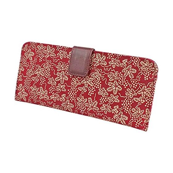 Inden-ya Inden Long Wallet Thin Deer Leather Red Base X White Lacquer Grape Pattern 2107-13-120 Made In Japan