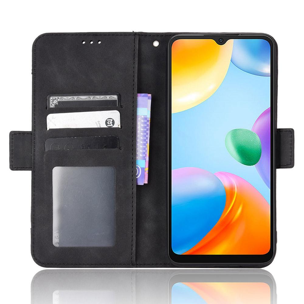 

For Xiaomi Redmi 10C 4G Phone Case PU Leather Card Slots Magnetic Flip Stand Shockproof Wallet Cover Black