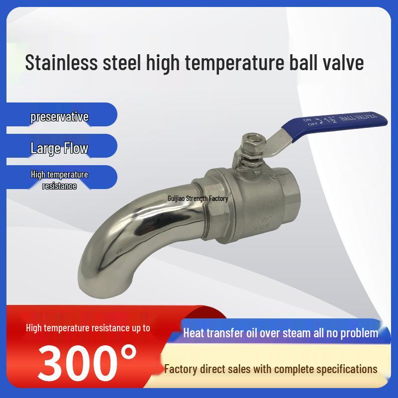 6-Point 1-Inch Elbow Fryer Switch Valve: 304 Stainless Steel, High-Temp Resistant Steam and Oil Drain Faucet.